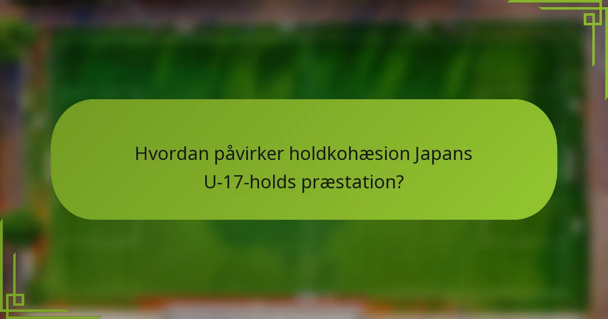 Hvordan påvirker holdkohæsion Japans U-17-holds præstation?
